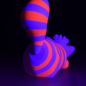 Cheshire Cat back view under UV light