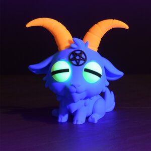 Cute Satan Goat front view under UV light